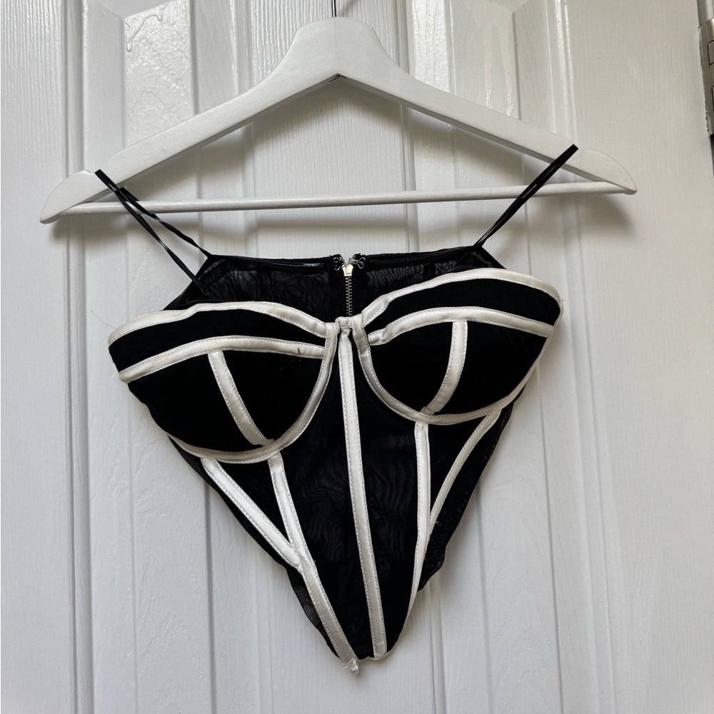 AKIRA Black and White Structured Bustier